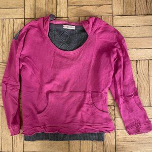 Woodleigh - Hot Pink & Grey Sweater Mixed Media Top